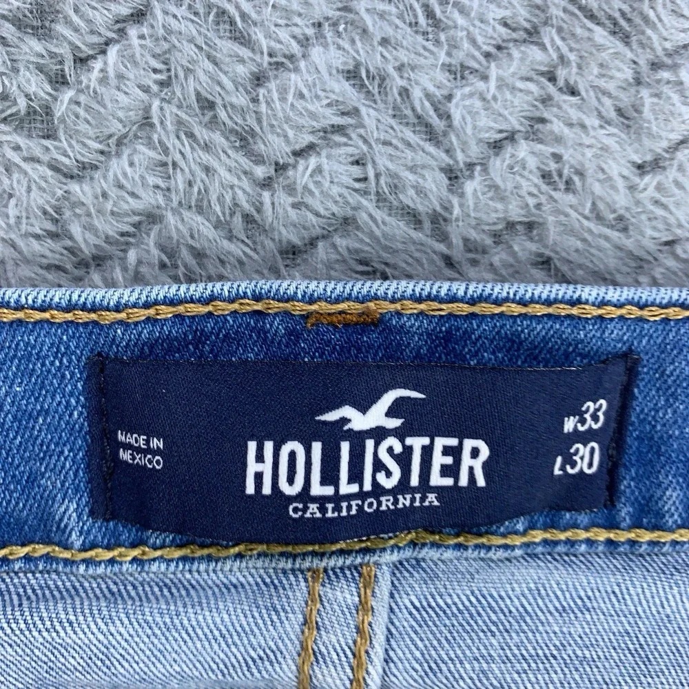Hollister Slim Straight Epic Flex Jeans Men 33x30 (Fits 34x29) Blue Stretch Fade